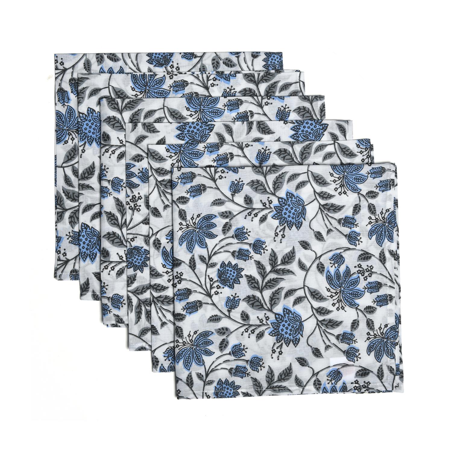 Cotton Cloth Napkins - White Blue