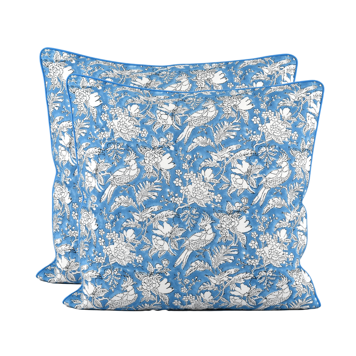 Piping Throw Pillow Covers - Blue Sapphire (Set of 2)