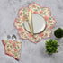 Vibrant fire opal rose handprinted placemat with scalloped border