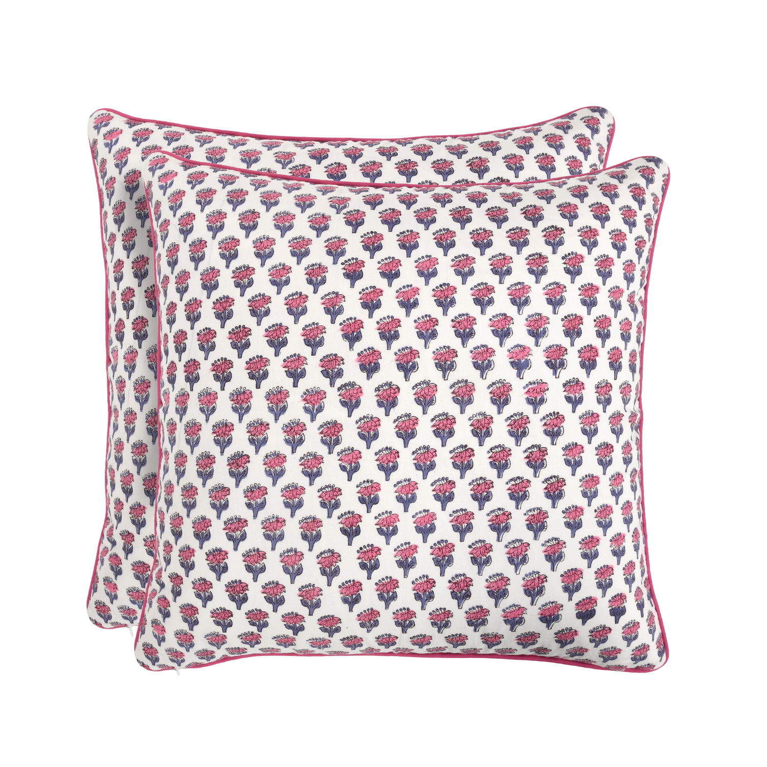 Piping Throw Pillow Covers - Pink Sapphire (Set of 2)