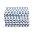 Stack of neatly folded blue floral napkins on a white background.