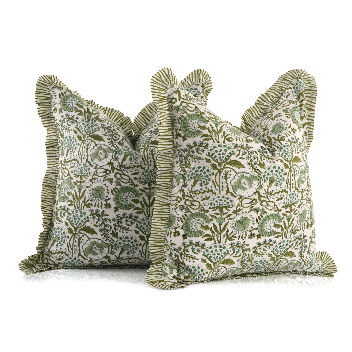 Ruffle Throw Pillow Covers -  Agate Green