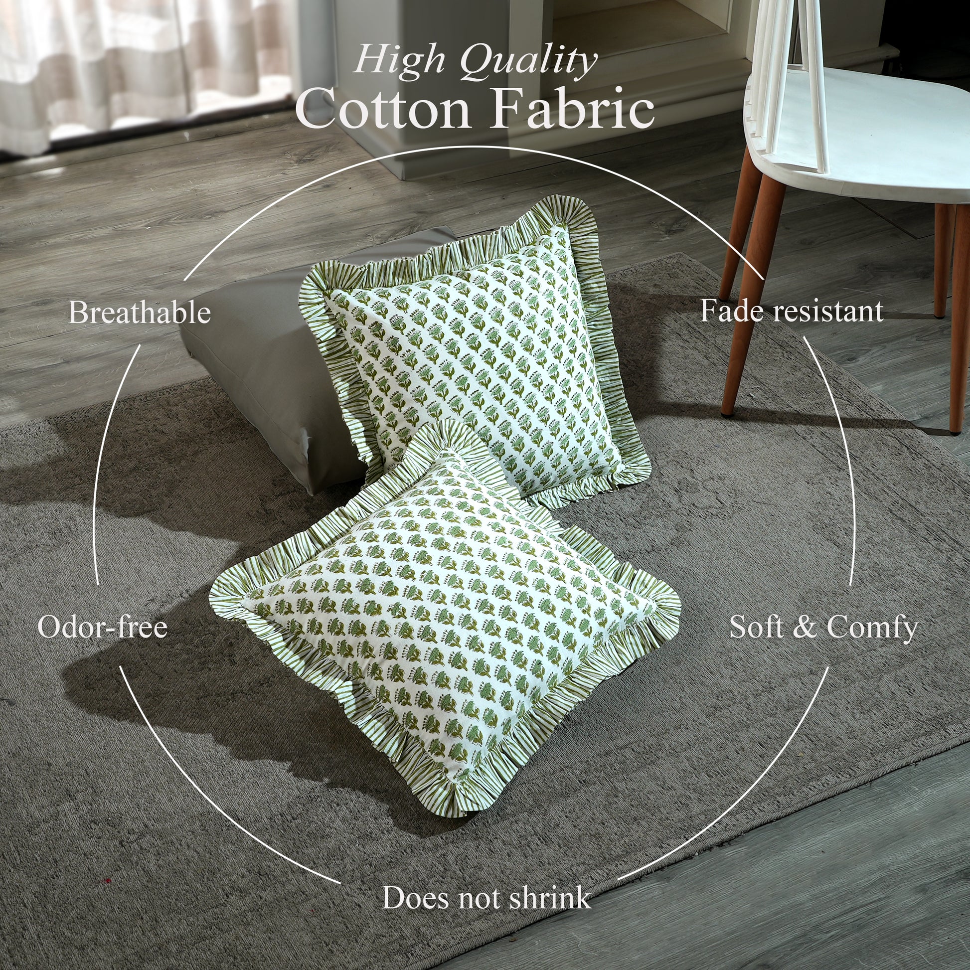 Ruffle Throw Pillow Covers -  Emerald Green