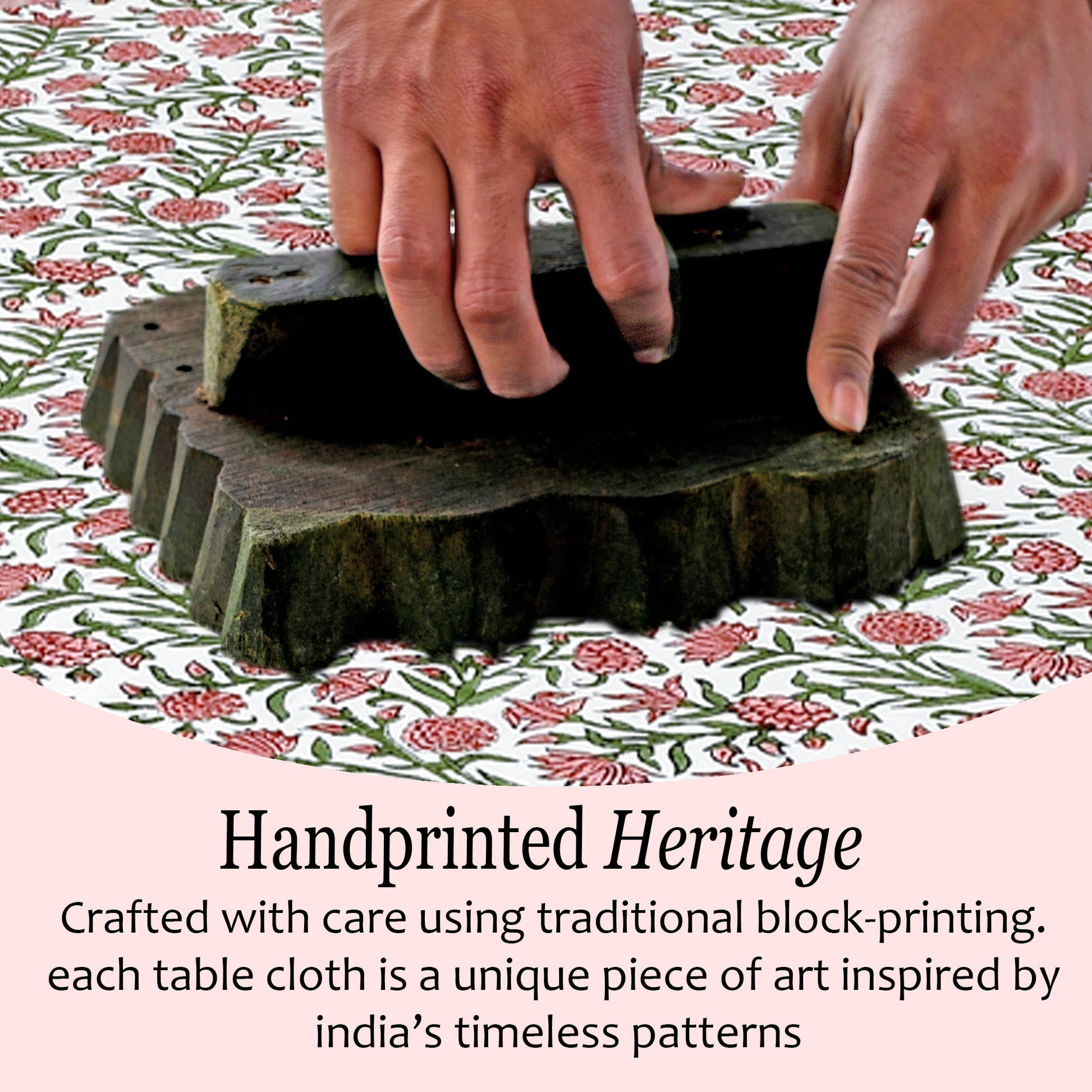 white, red, and green floral 100% cotton round tablecloth