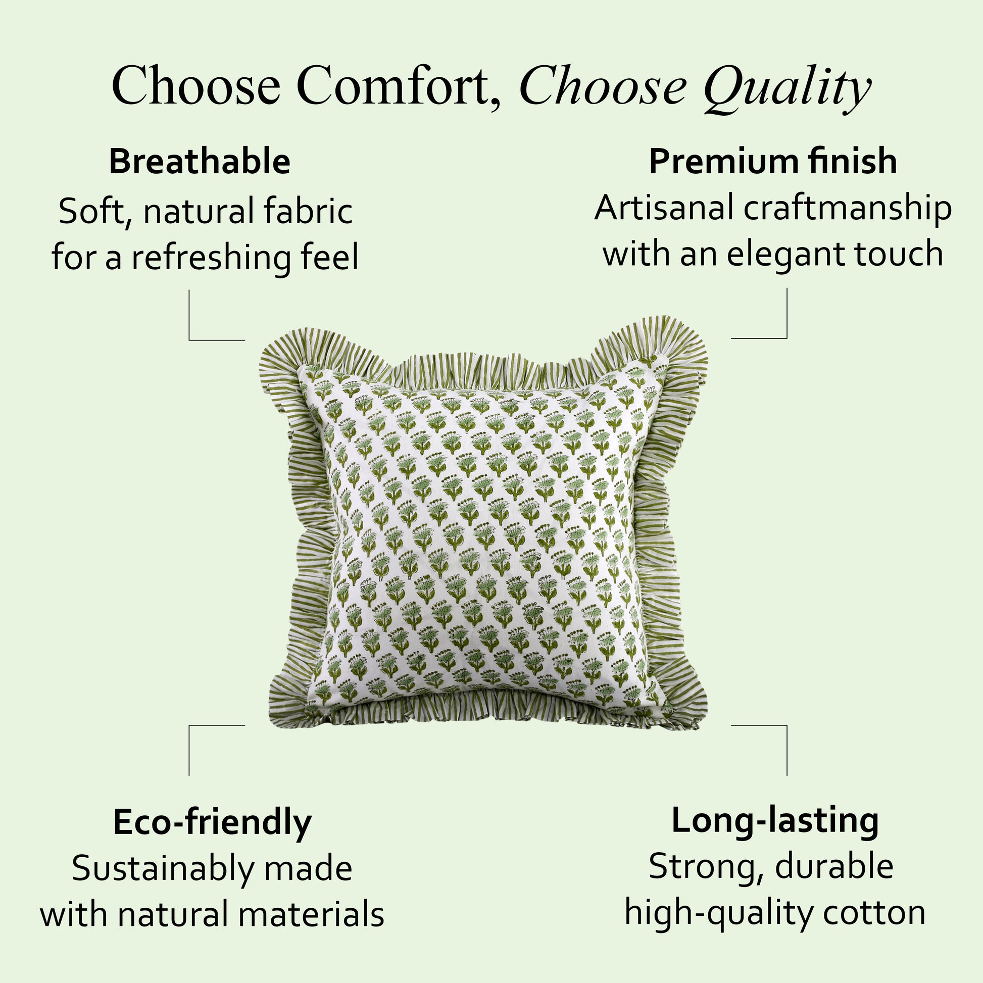 Ruffle Throw Pillow Covers -  Emerald Green