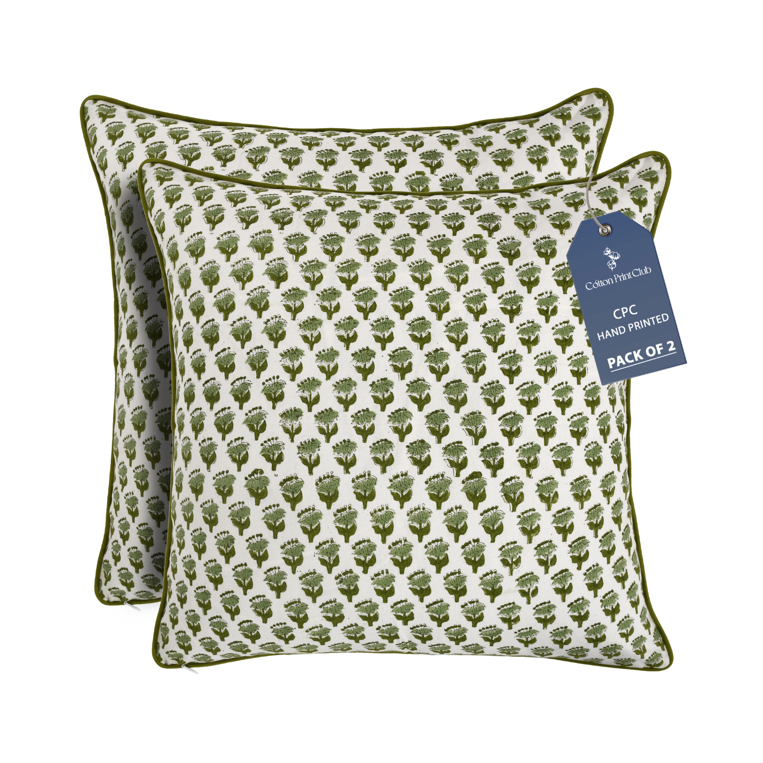Piping Throw Pillow Covers - Emerald Green (Set of 2)