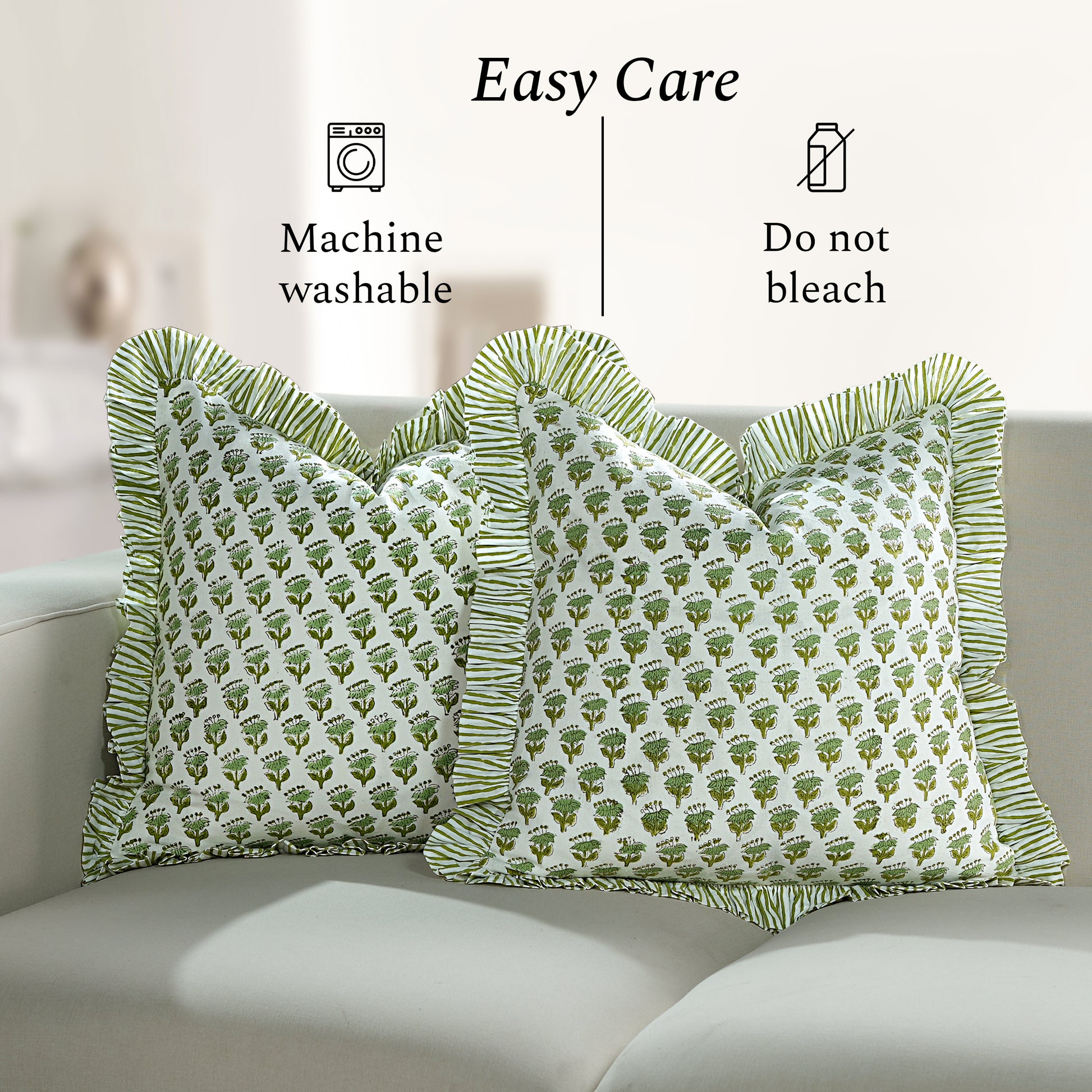 Ruffle Throw Pillow Covers -  Emerald Green