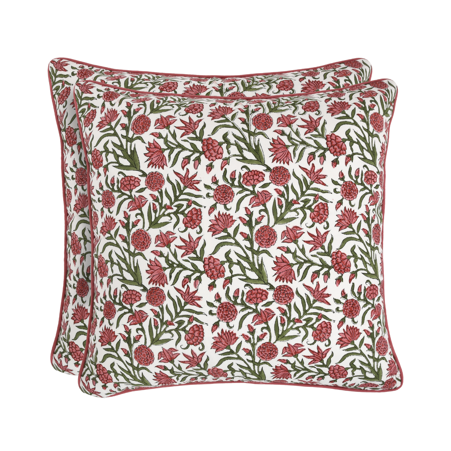 Piping Throw Pillow Covers - Red Garnet (Set of 2)