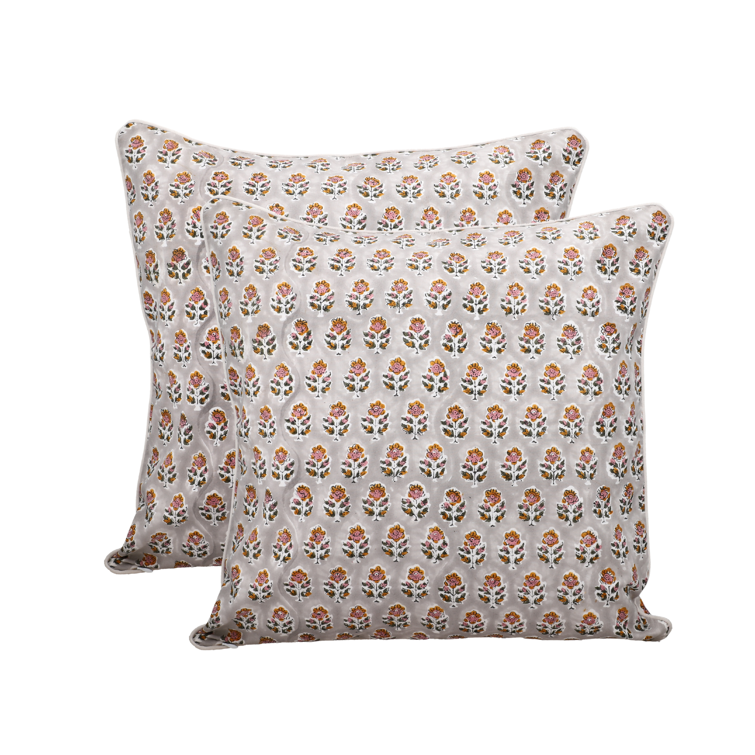 Piping Throw Pillow Covers - Labra Gray (Set of 2)