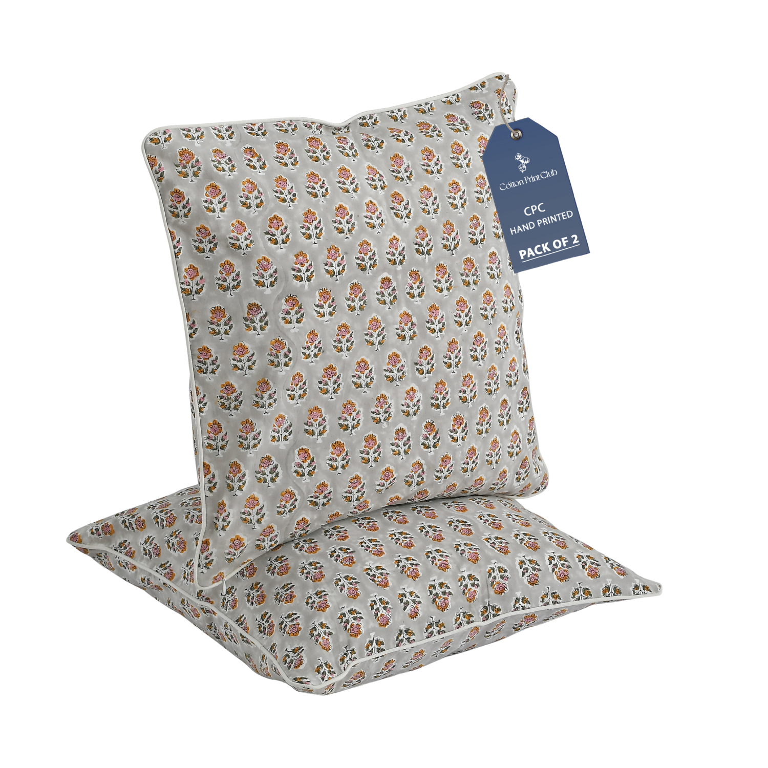 Piping Throw Pillow Covers - Labra Gray (Set of 2)