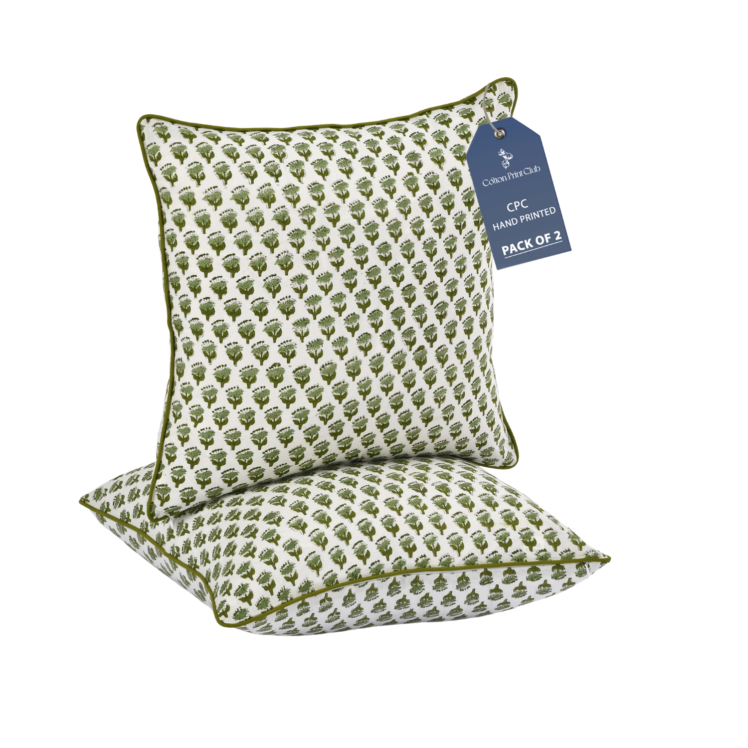 Piping Throw Pillow Covers - Emerald Green (Set of 2)