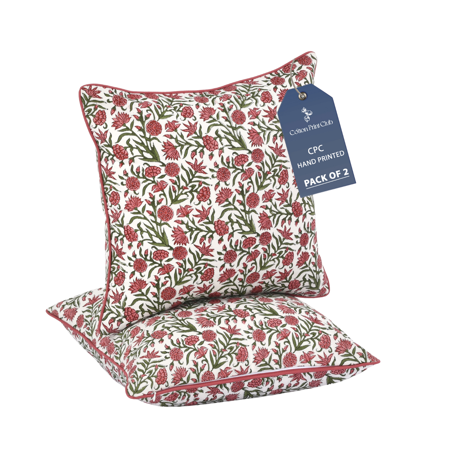 Piping Throw Pillow Covers - Red Garnet (Set of 2)