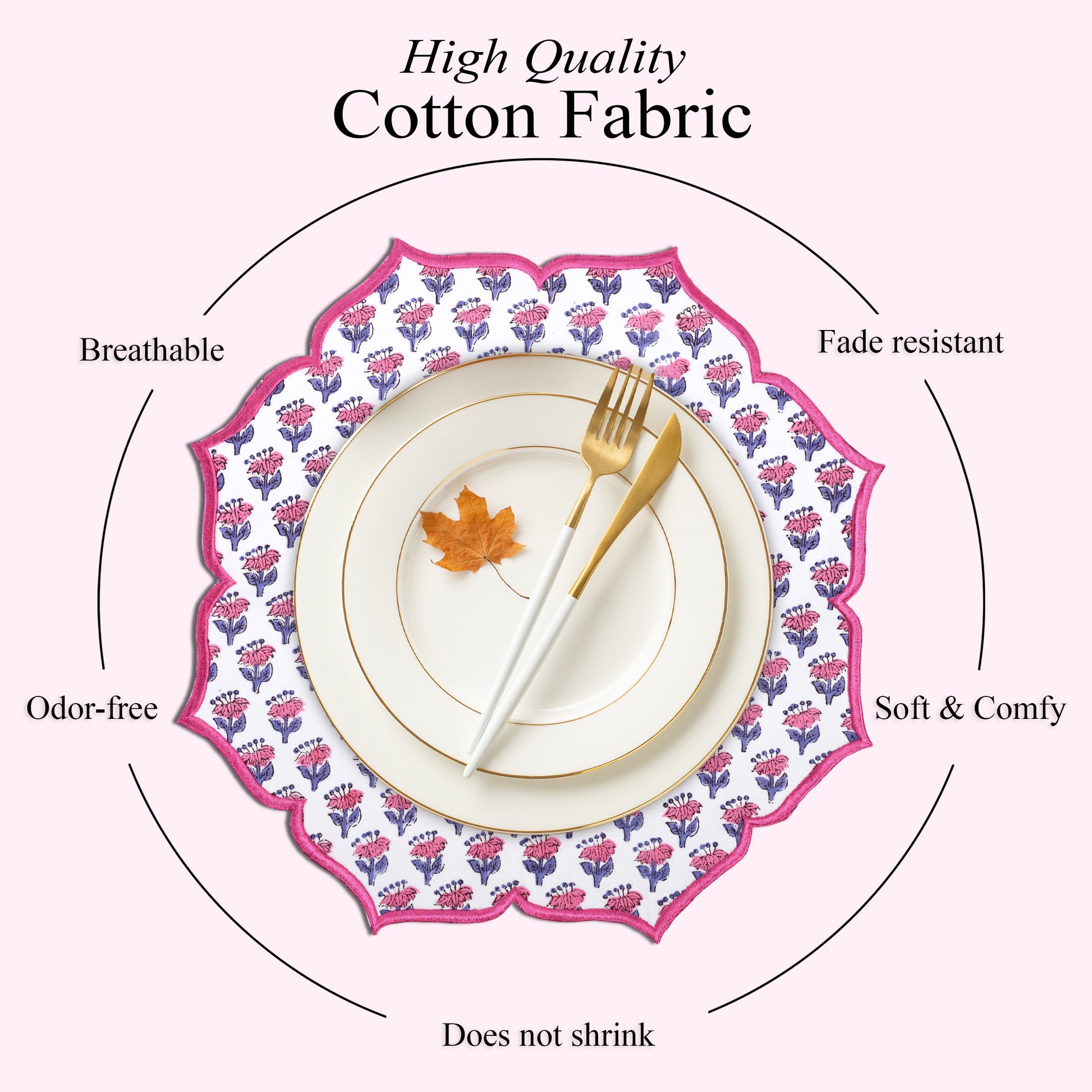 Deep pink placemat paired with gold utensils