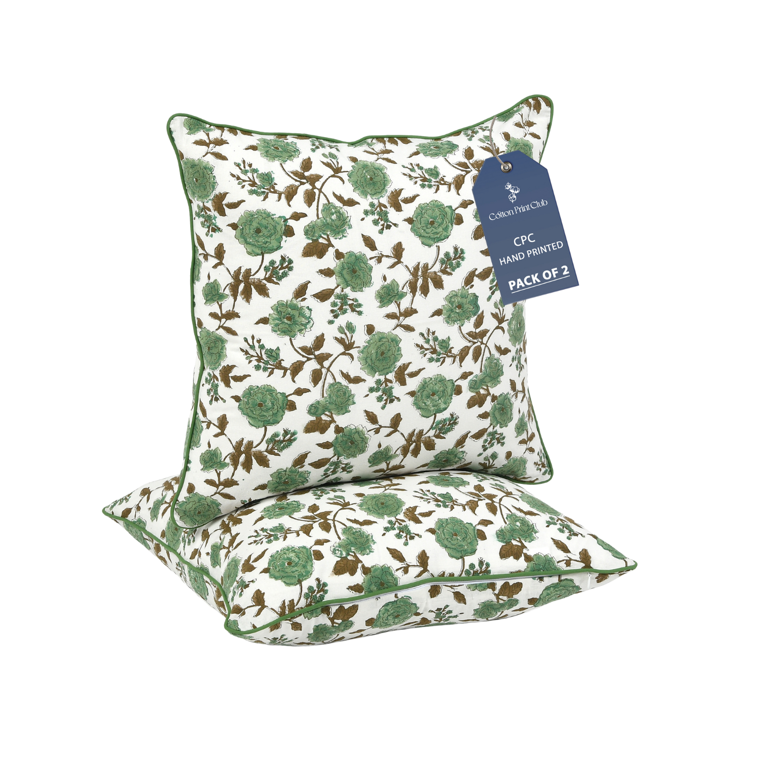 Piping Throw Pillow Covers - Fern Green (Set of 2)
