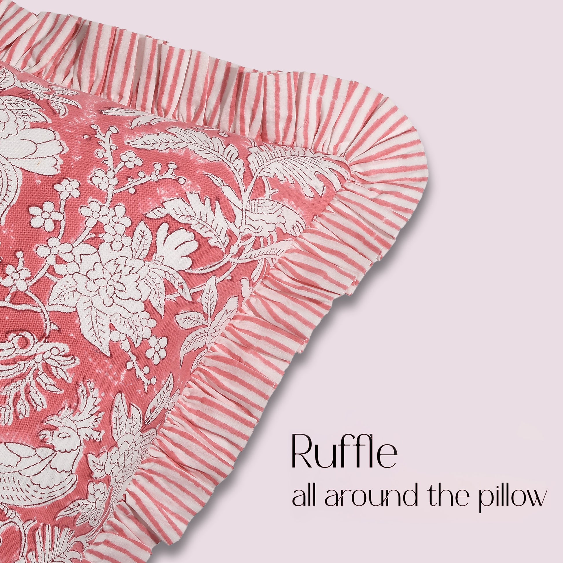 Cotton Ruffle Sham Cover - Coral Pink