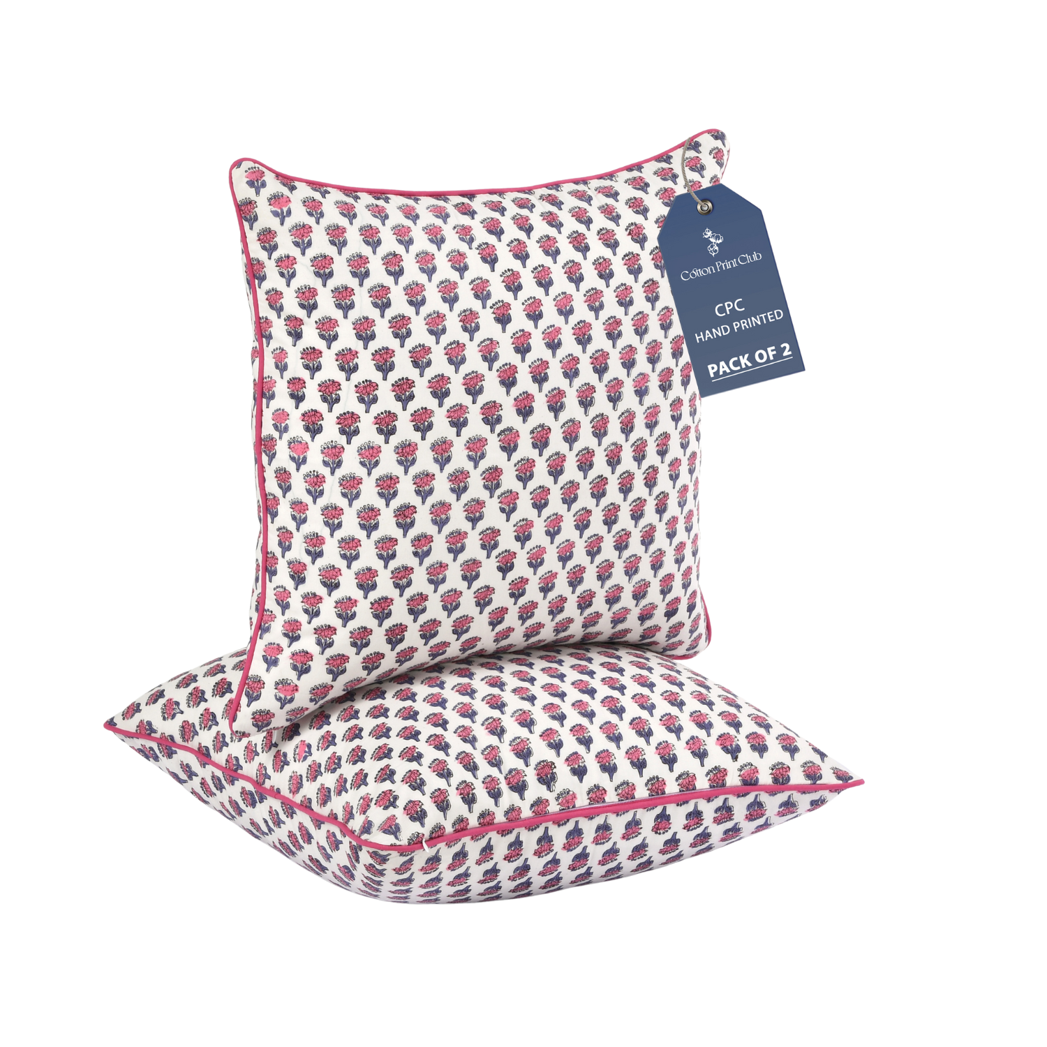 Piping Throw Pillow Covers - Pink Sapphire (Set of 2)