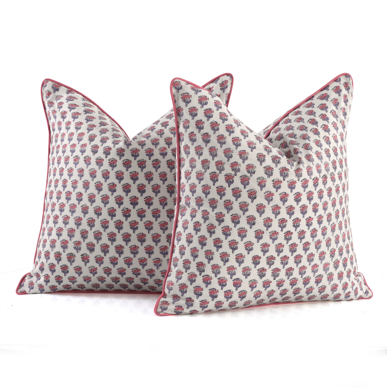 Piping Throw Pillow Covers - Pink Sapphire (Set of 2)