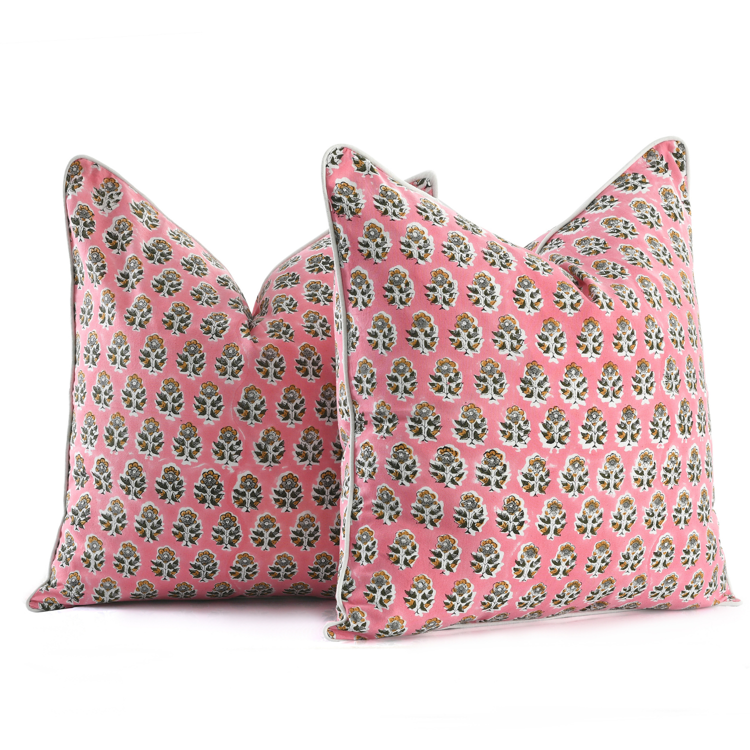 Piping Throw Pillow Covers - Poppy Pink (Set of 2)
