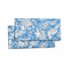 Two folded blue floral napkins stacked on a white background.