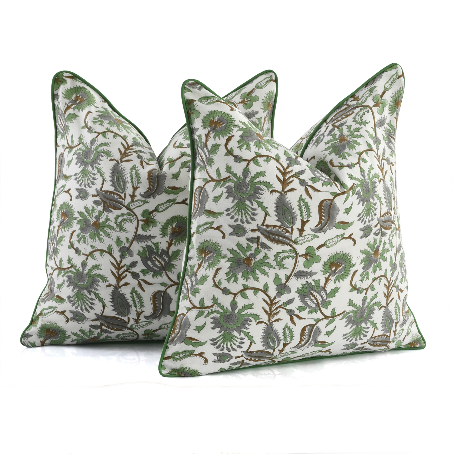 Piping Throw Pillow Covers - Fern Green (Set of 2)