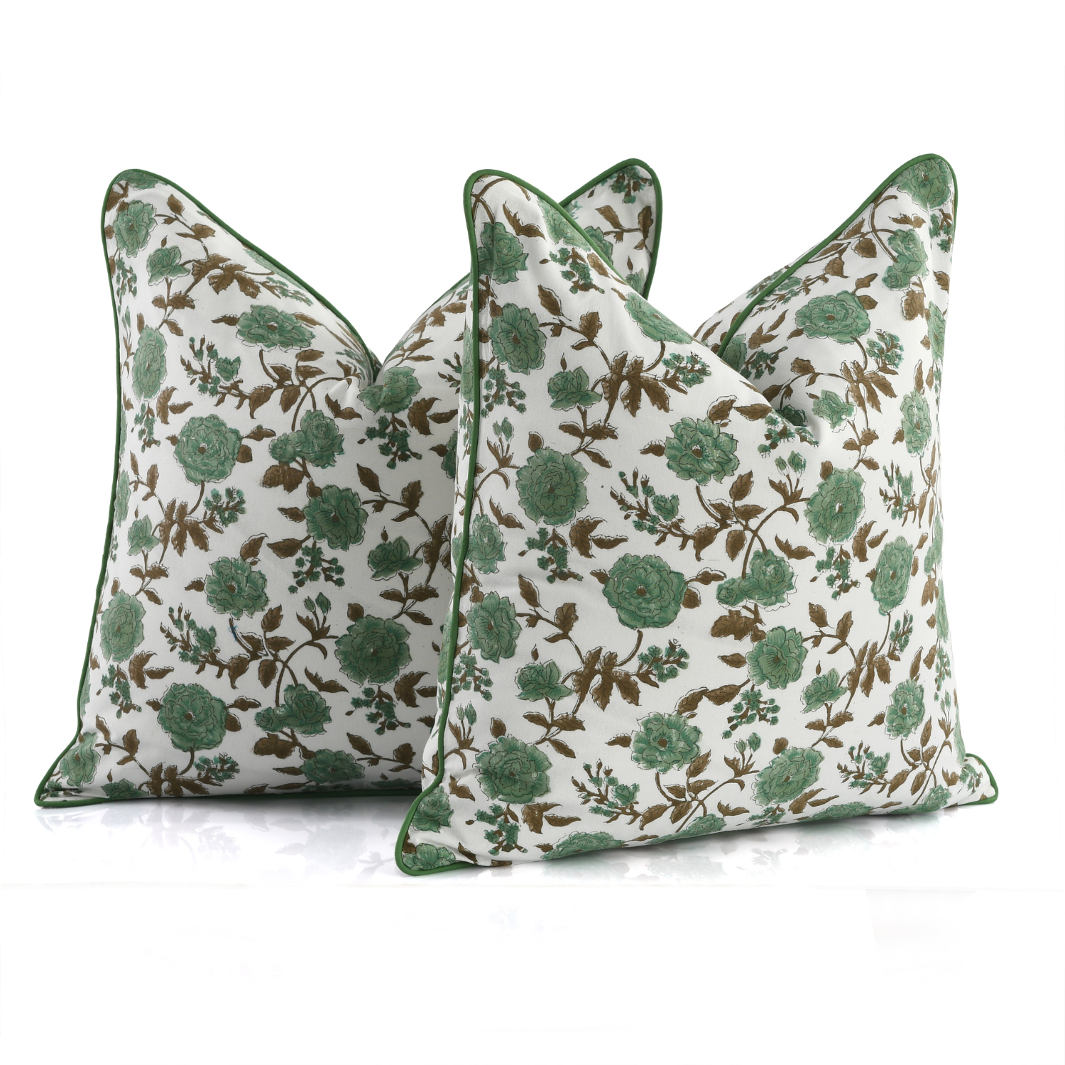 Piping Throw Pillow Covers - Mint Green (Set of 2)