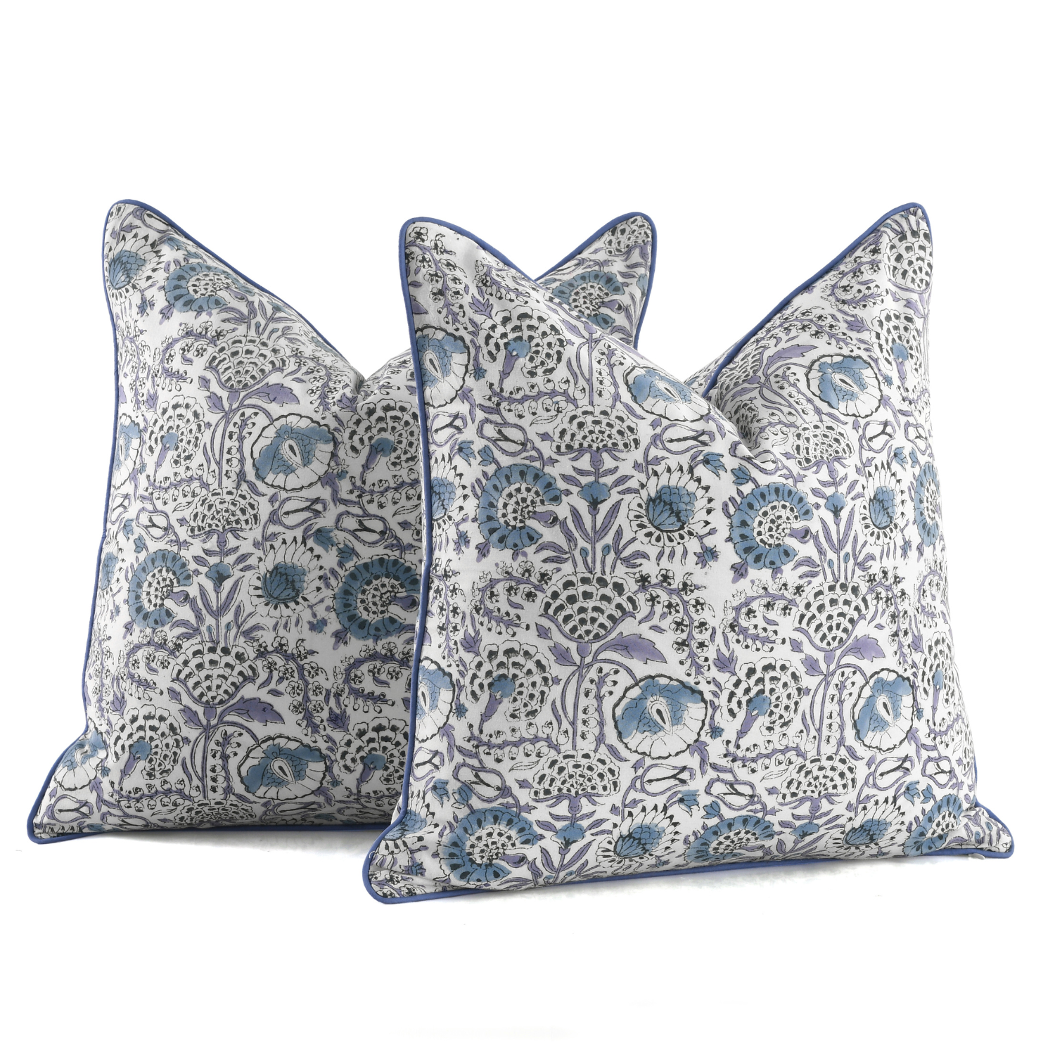 Piping Throw Pillow Covers - Indigo Blue (Set of 2)