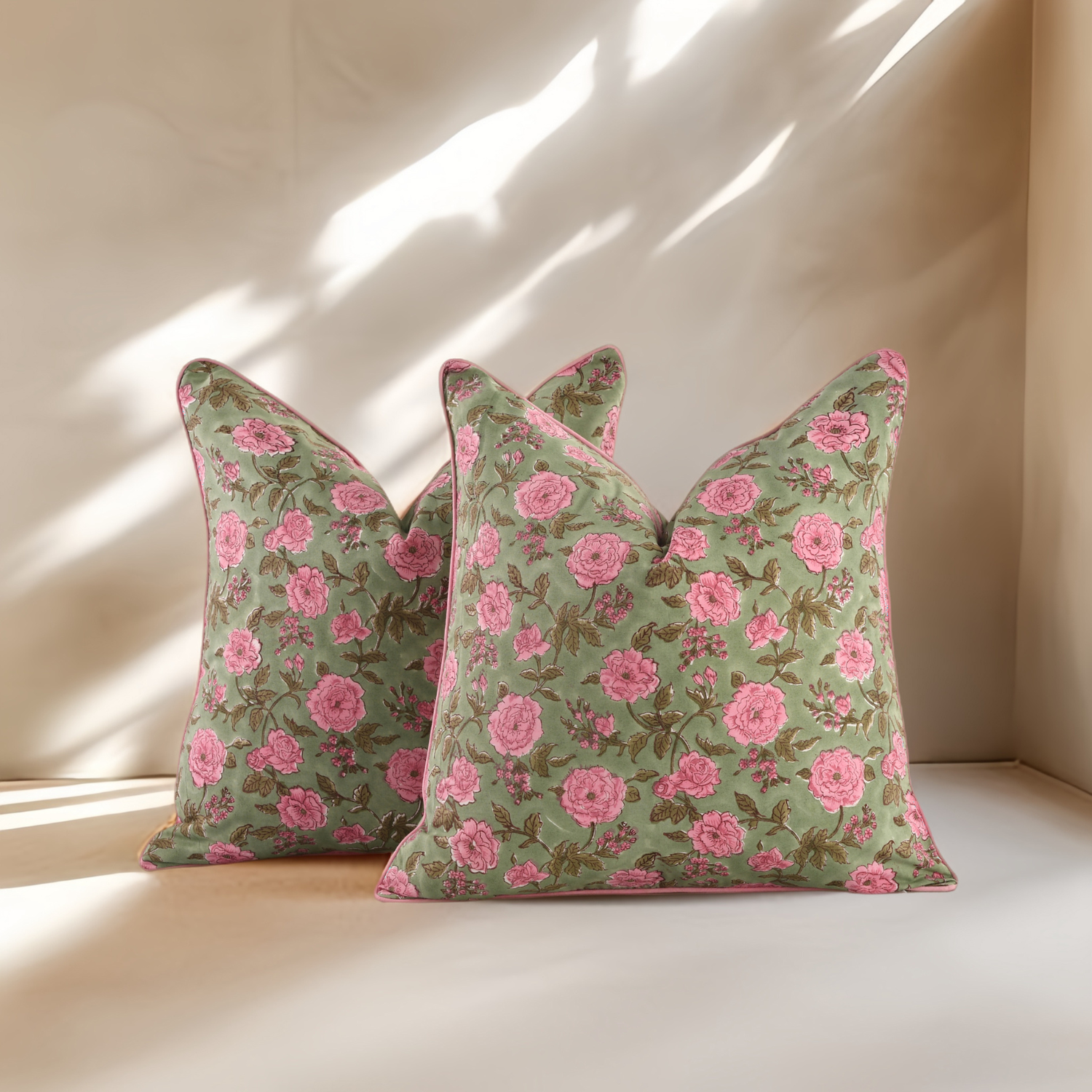 Piping Throw Pillow Covers - Pink Tourmaline (Set of 2)