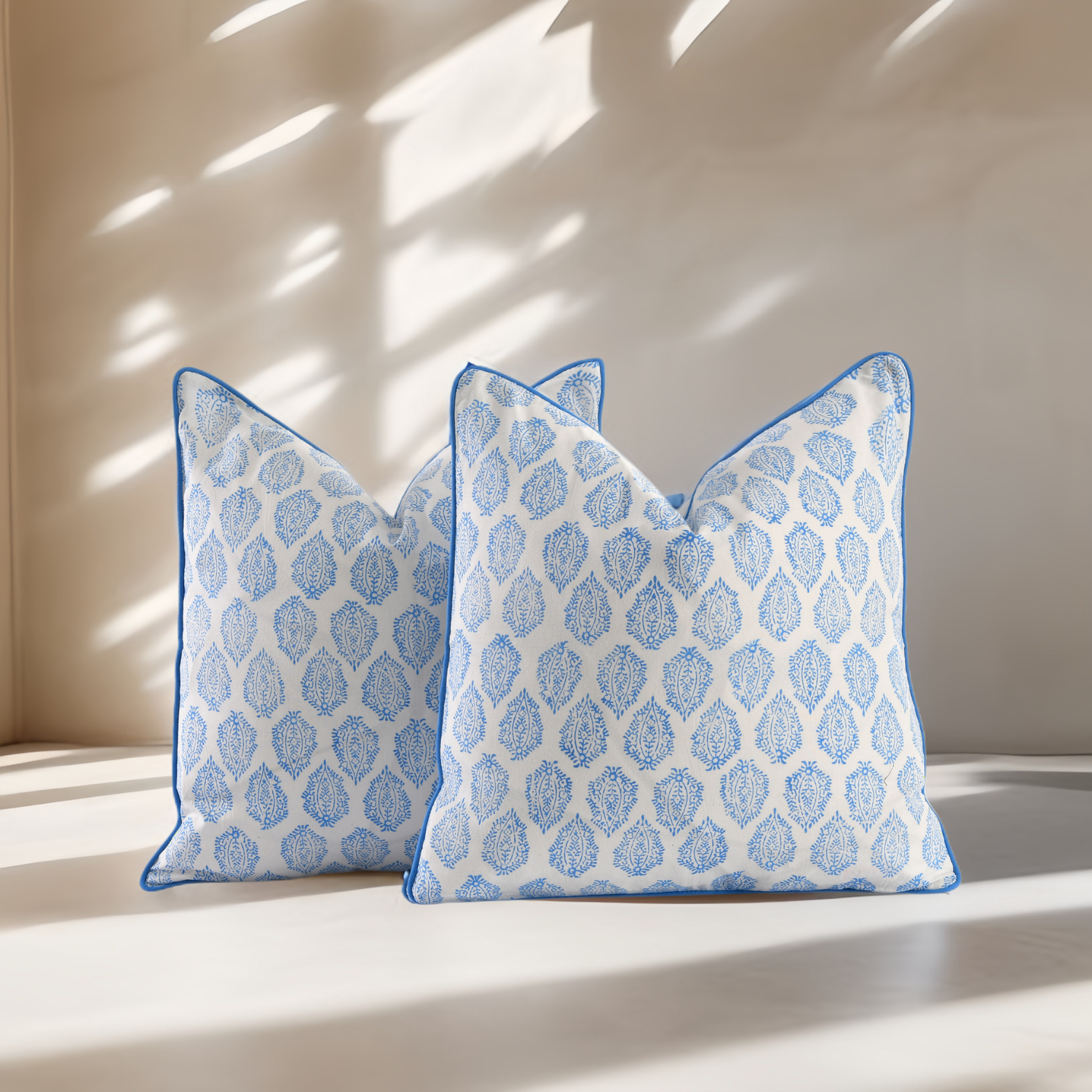 Piping Throw Pillow Covers - Royal Blue (Set of 2)
