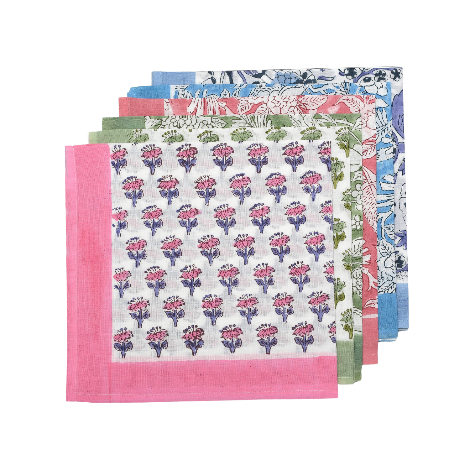 Cotton Cloth Napkins - Plain Border Mix