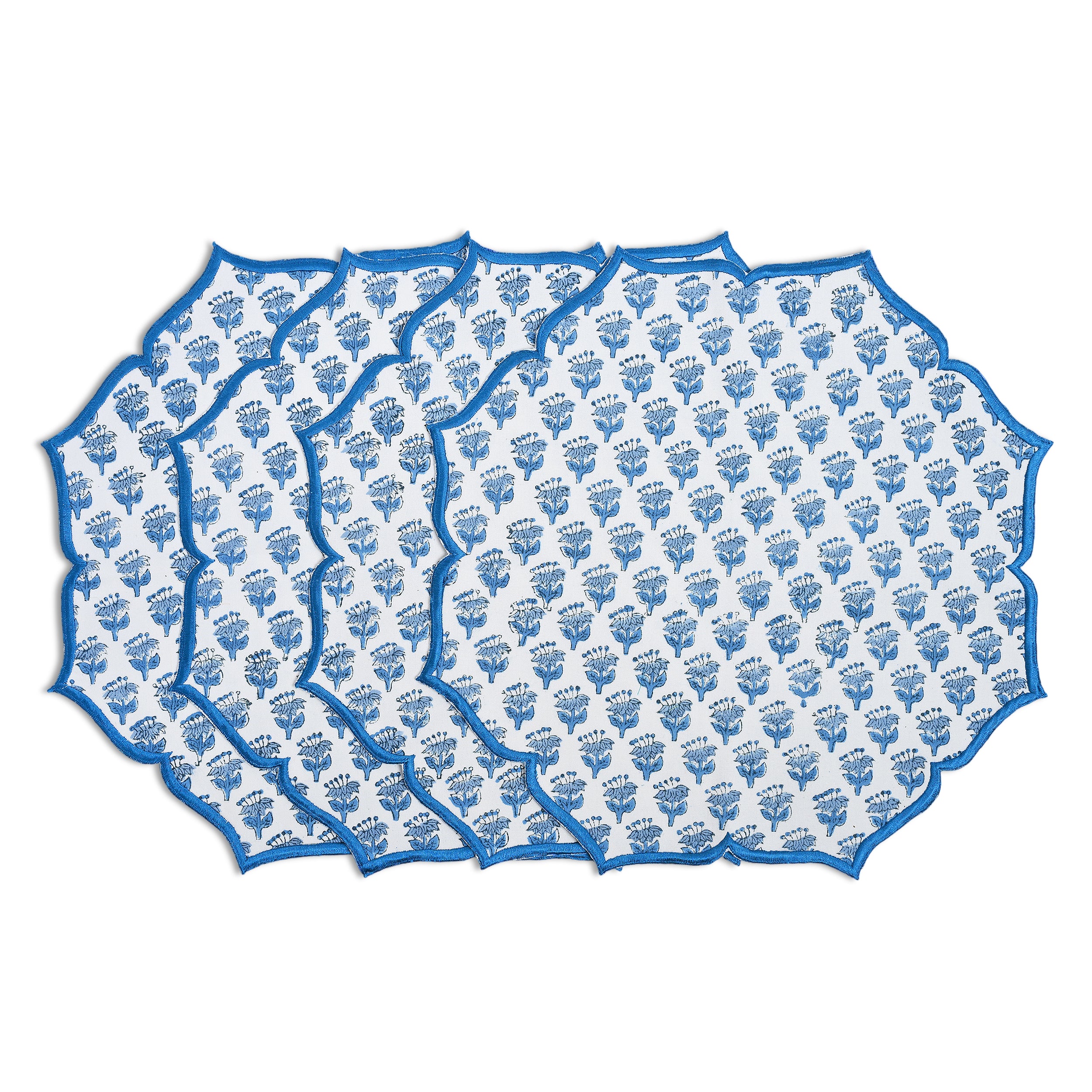 Decorative cotton placemat in serene apatite blue