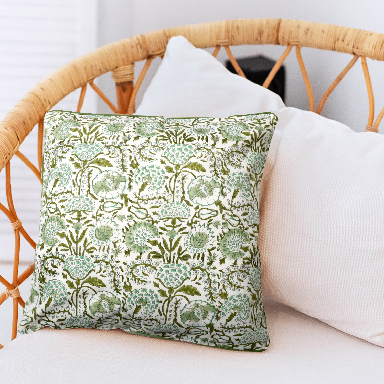 Piping Throw Pillow Covers - Agate Green (Set of 2)