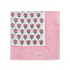 Single flat lay of pink and white floral cotton napkin.