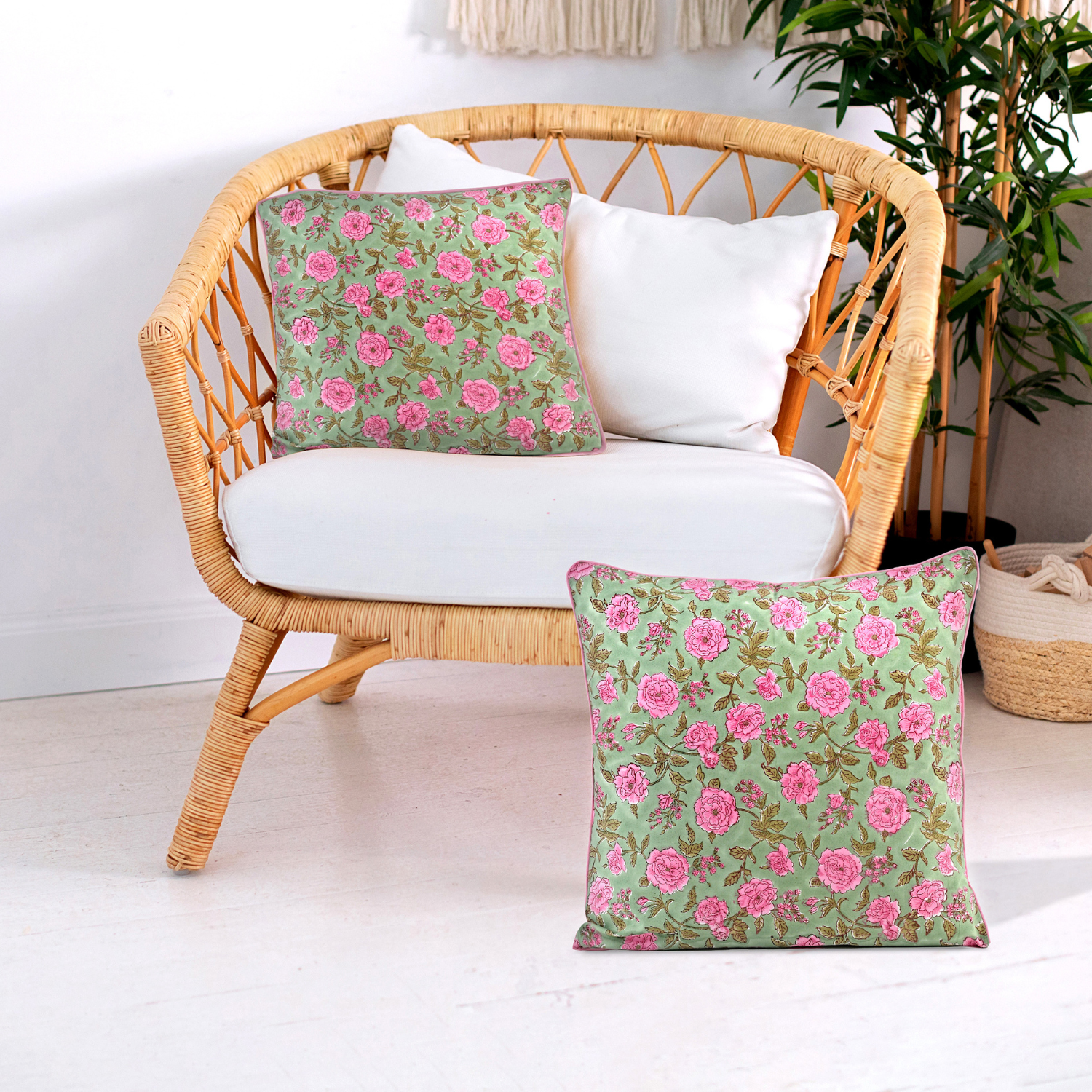 Piping Throw Pillow Covers - Pink Tourmaline (Set of 2)