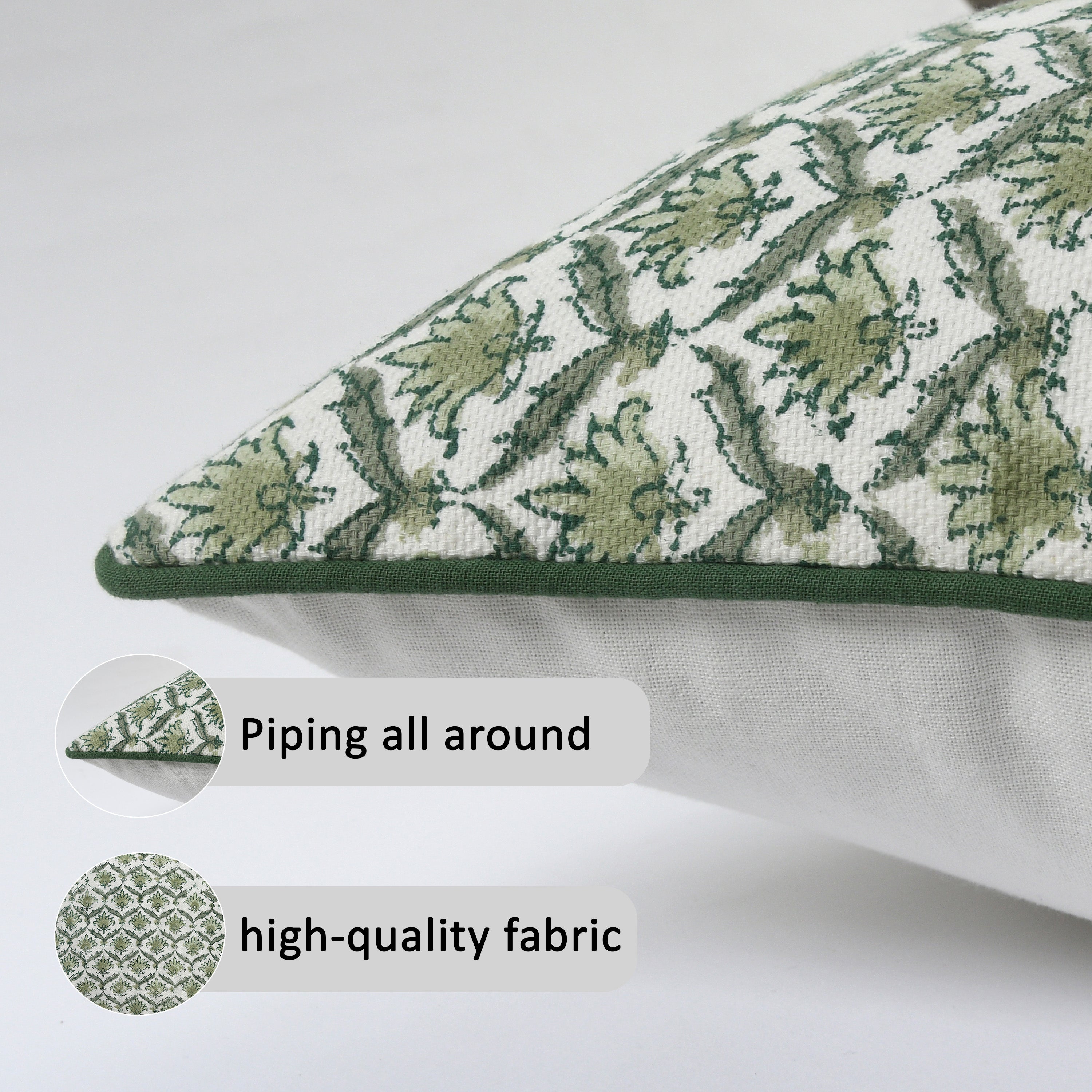 Boho Cotton Pillow Covers - Moss Green (Set of 2)