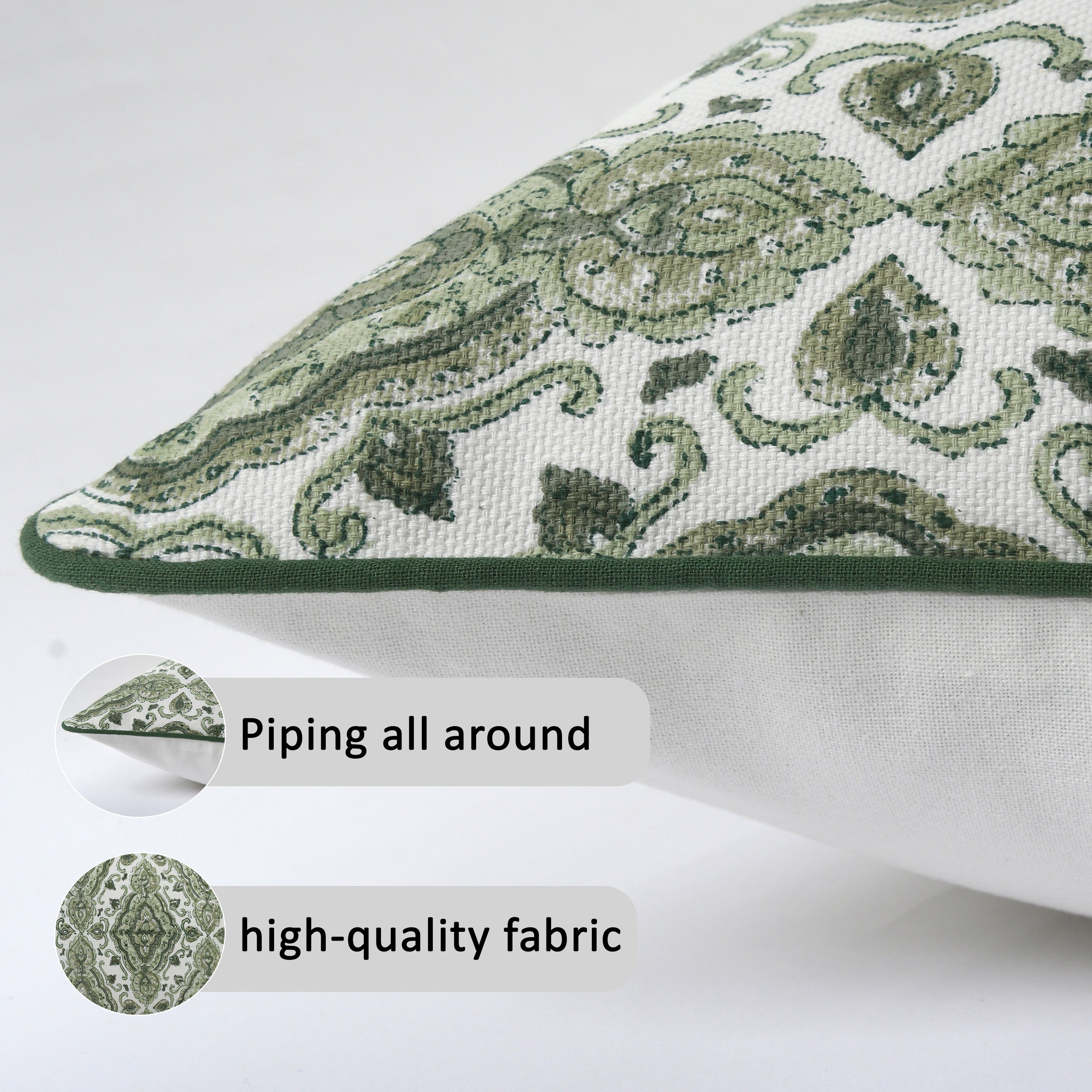 Boho Cotton Pillow Covers - Sage Green (Set of 2)