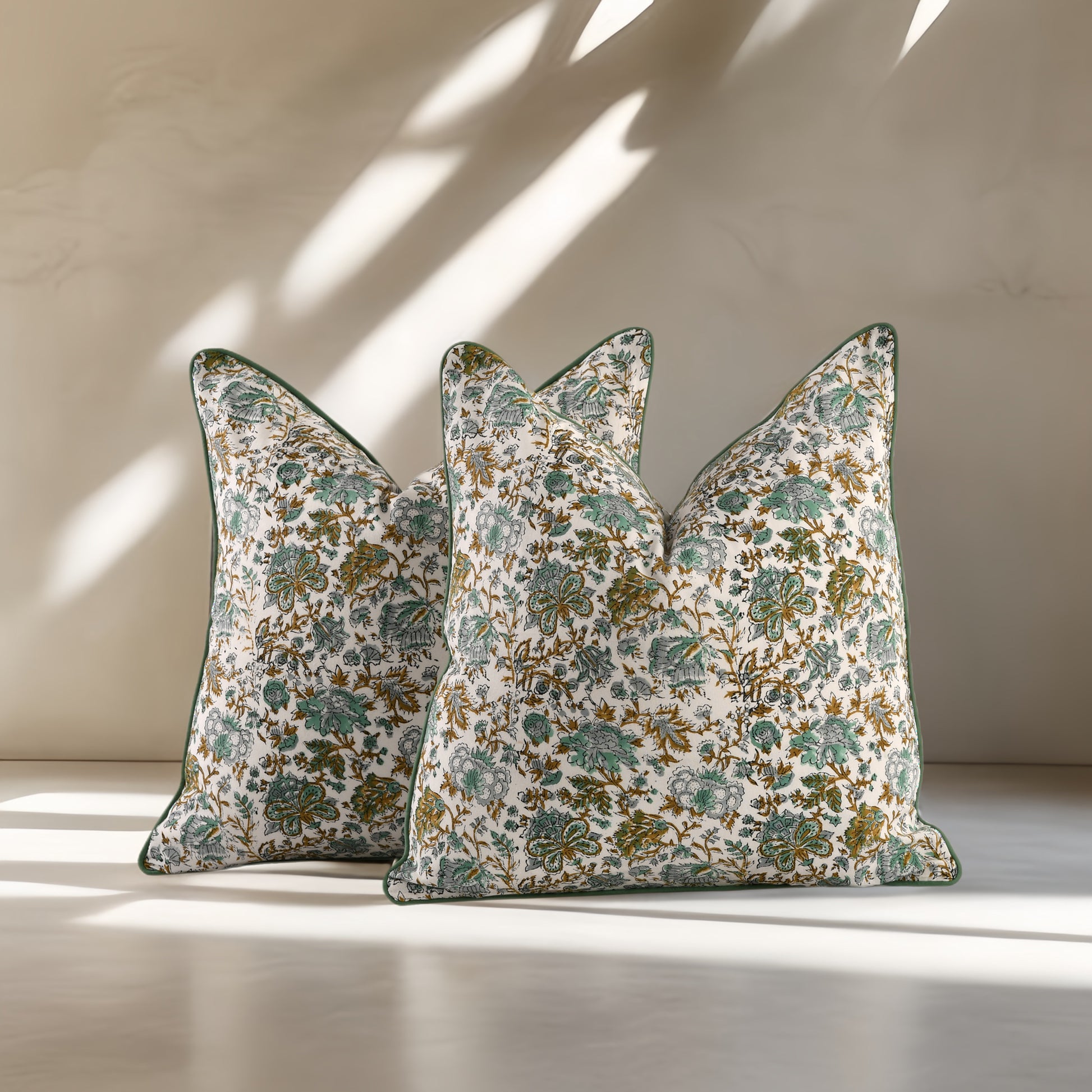Piping Throw Pillow Covers - Topaz Blue (Set of 2)