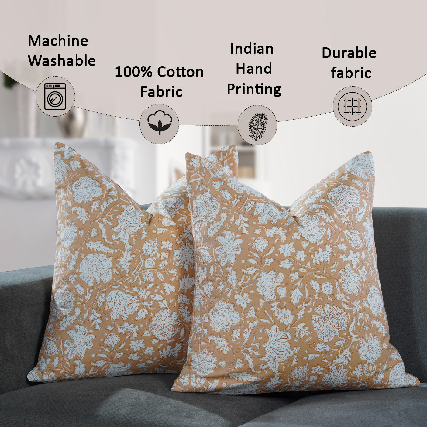 Durable, machine-washable boho pillow covers that soften with each wash