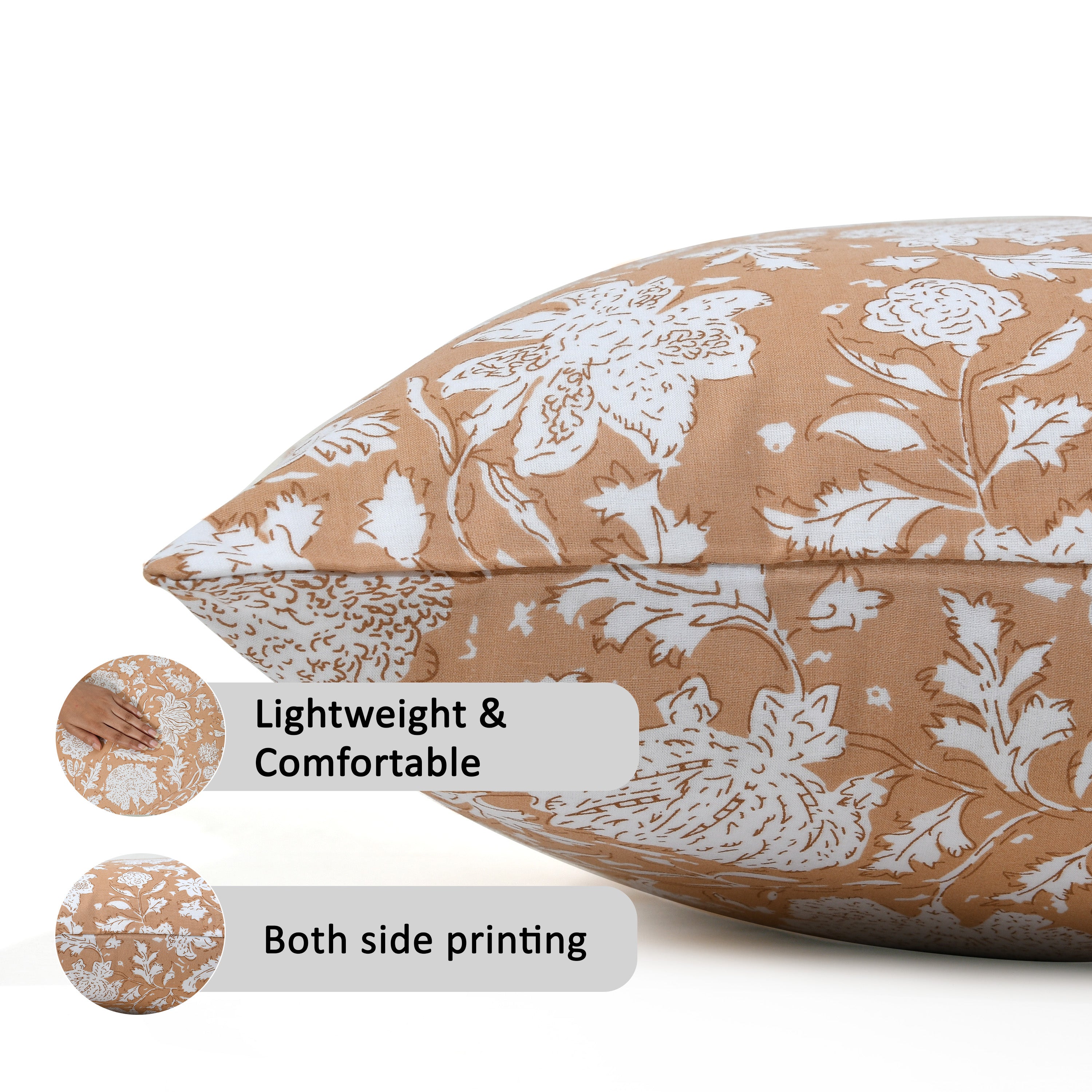 Reversible boho pillow covers with double-sided print design