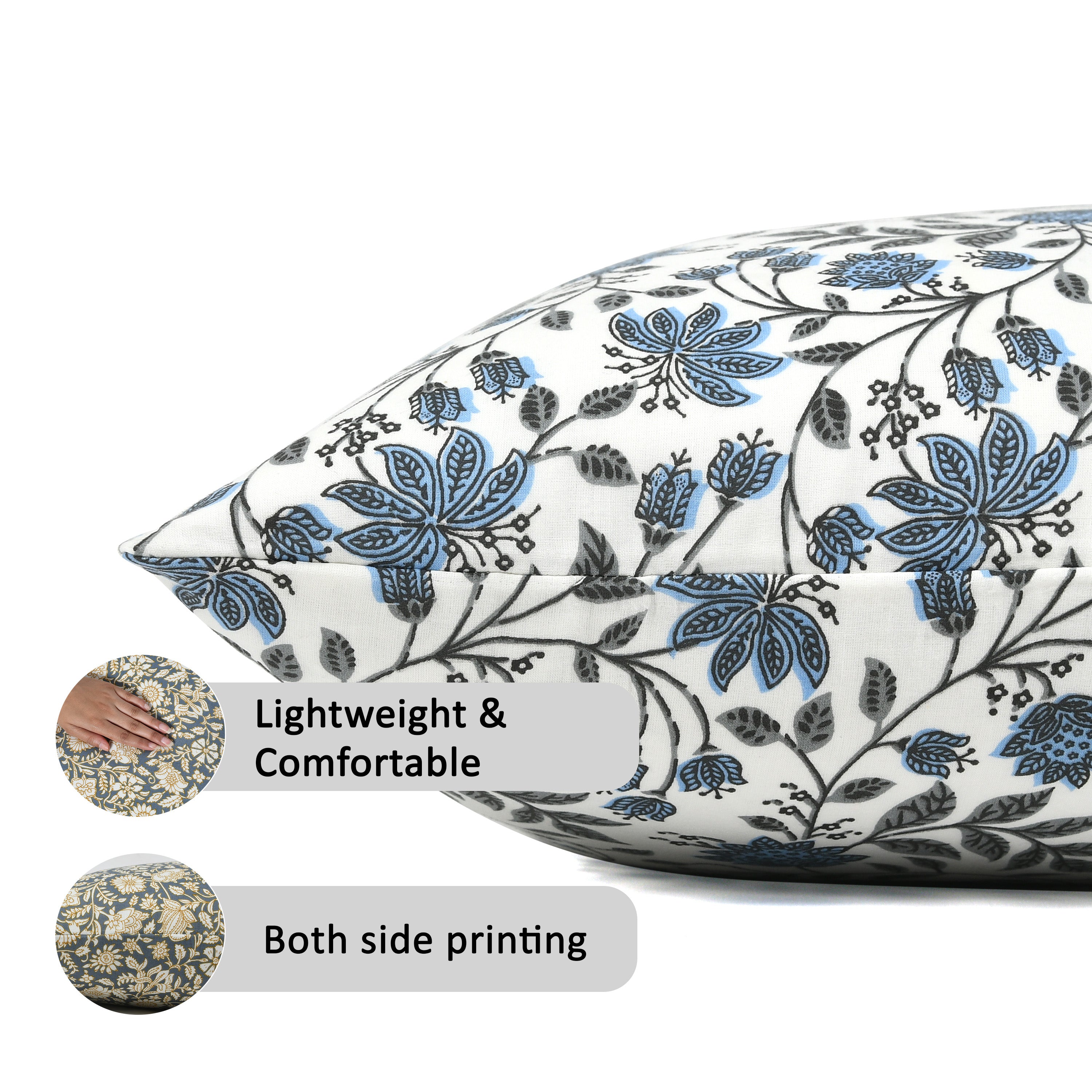Reversible boho pillow covers with double-sided print design