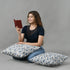 Cozy home setup with hand-printed cotton pillow set