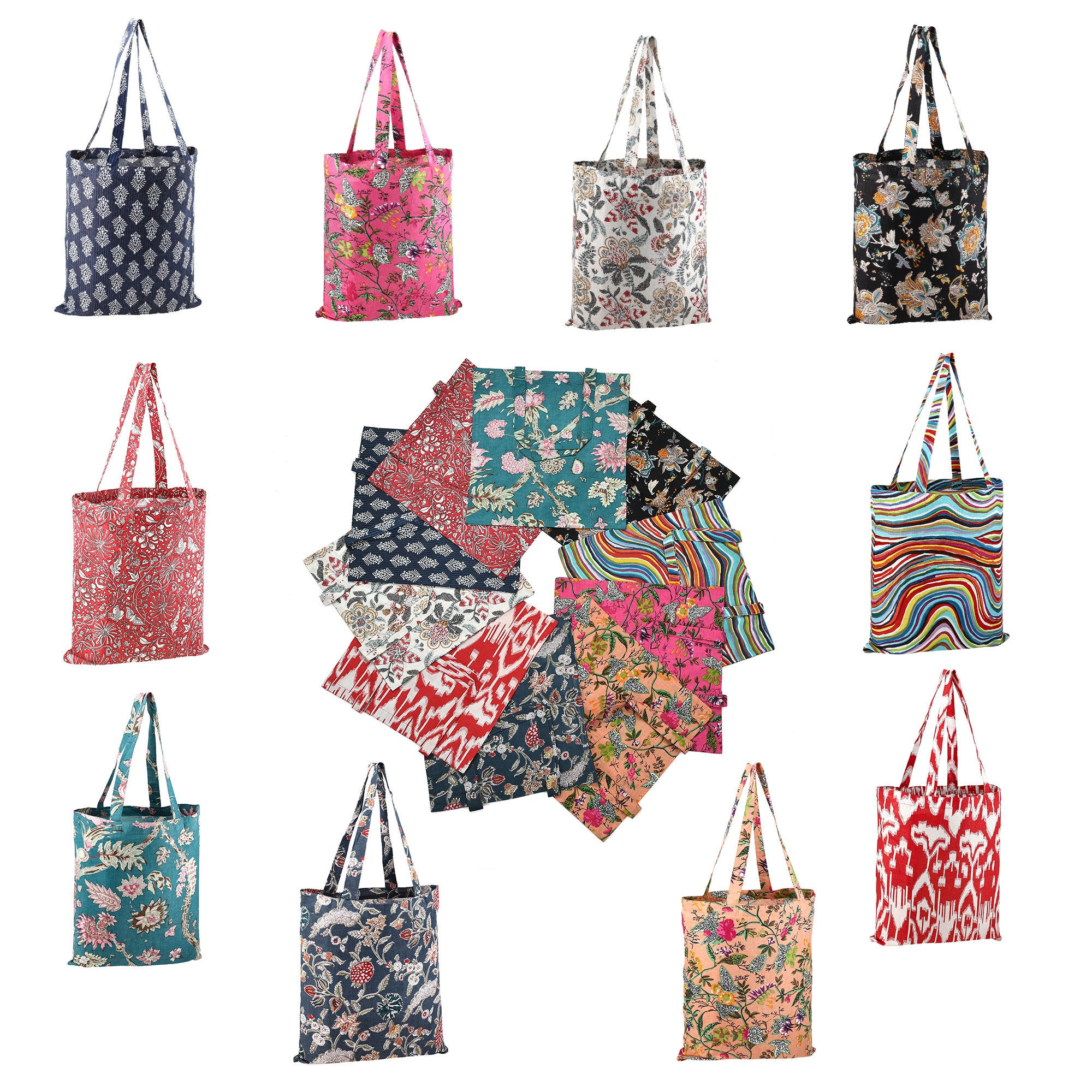 colorful indian print tote bag for grocery shopping or errands