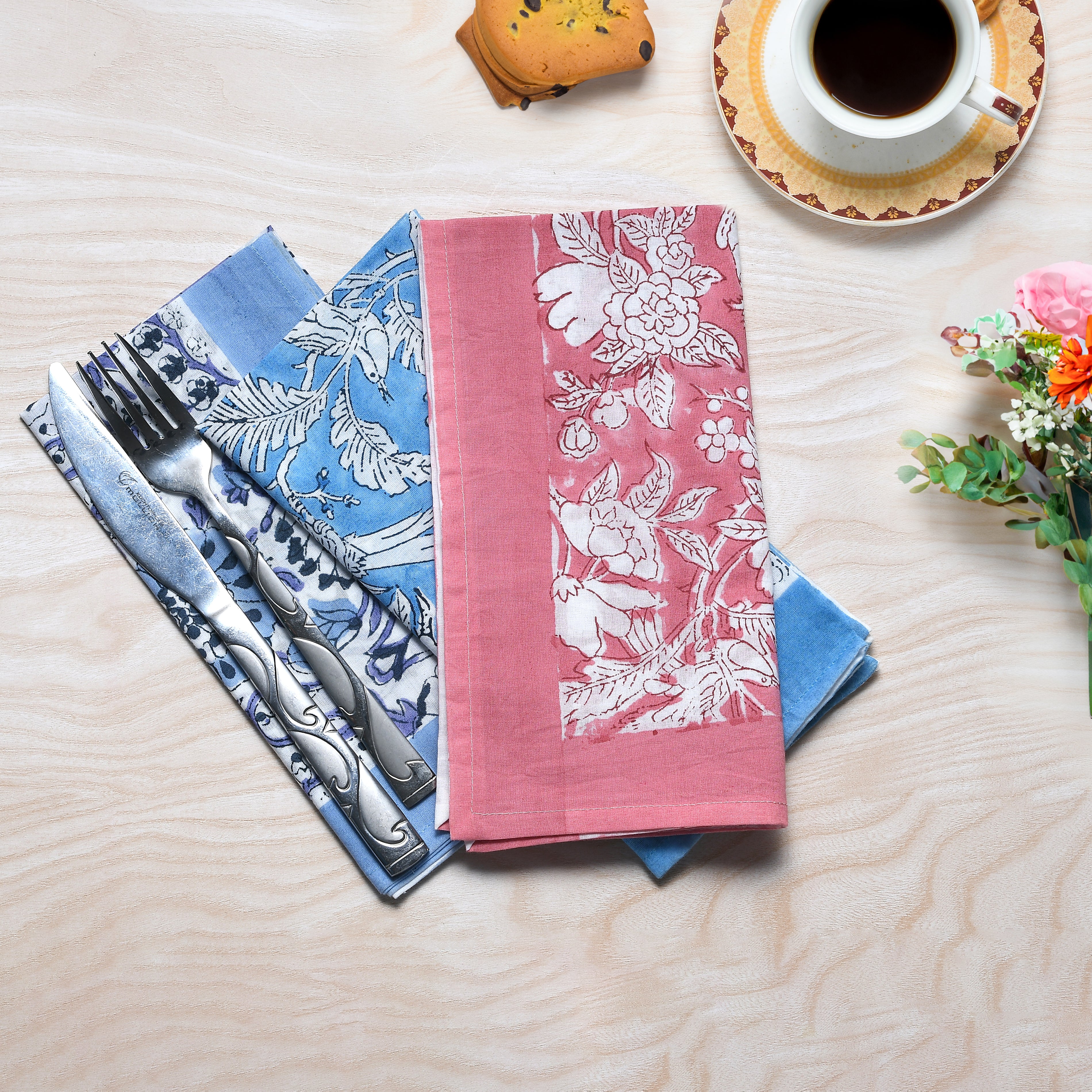 Cotton Cloth Napkins - Plain Border Mix