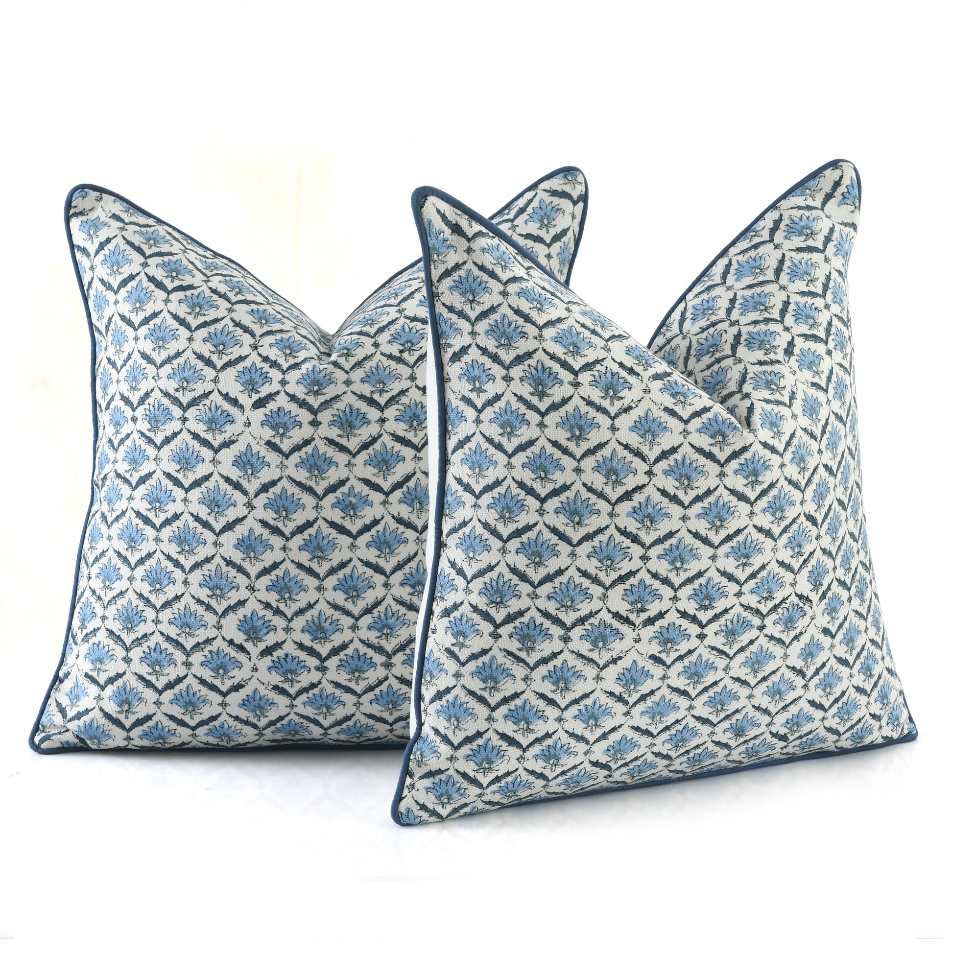Boho Cotton Pillow Covers - Jeans Blue (Set of 2)