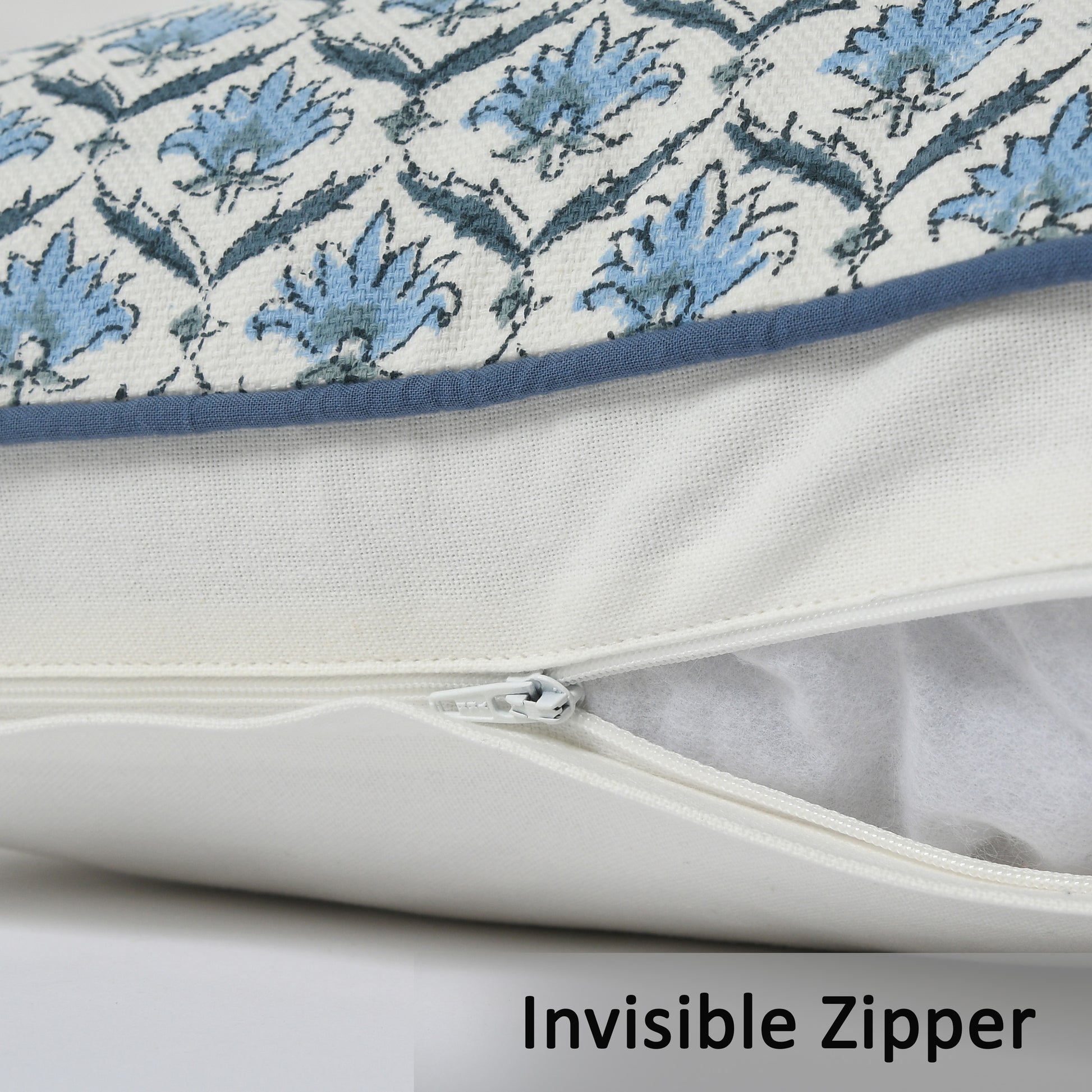 Boho Cotton Pillow Covers - Jeans Blue (Set of 2)