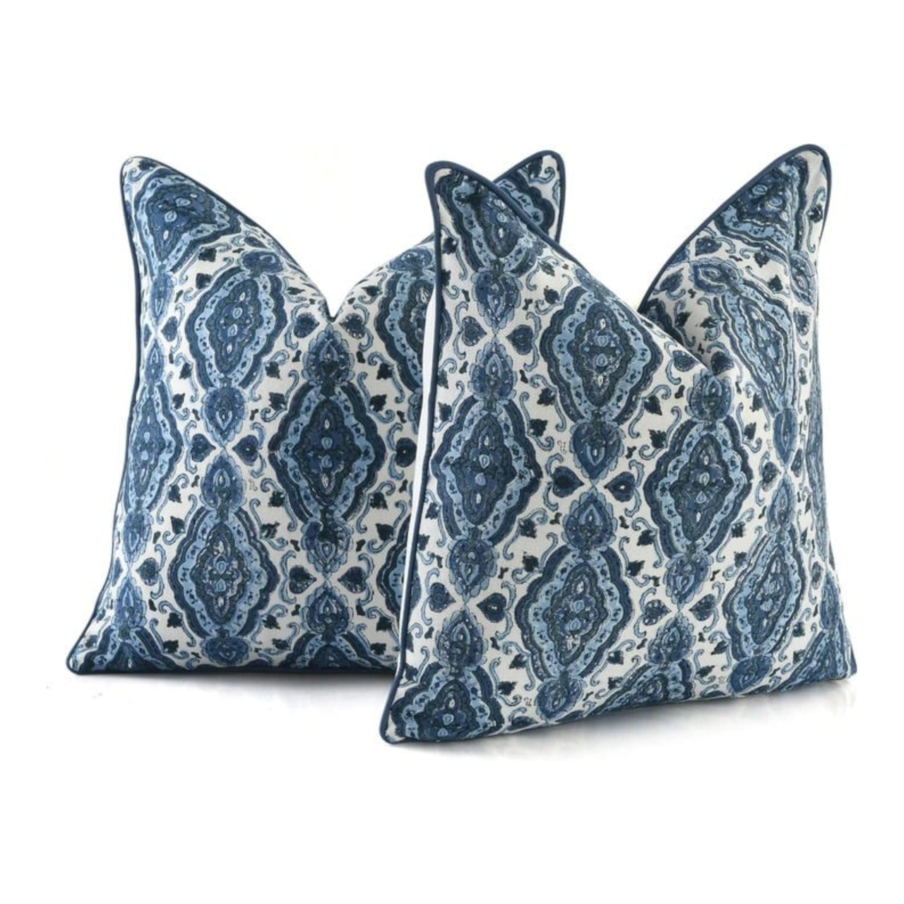 Boho Cotton Pillow Covers - Sea Blue (Set of 2)