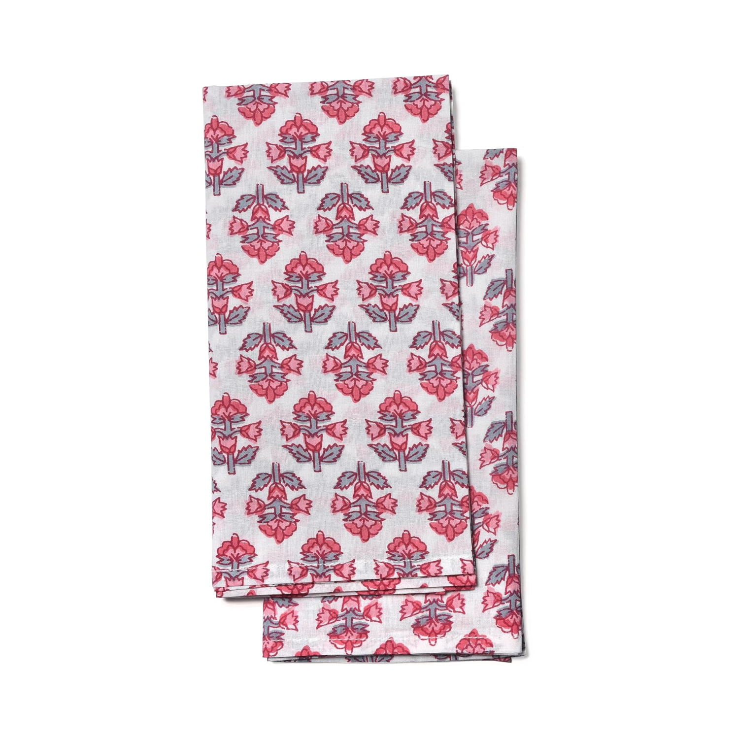 Cotton Cloth Napkins - Red and Gray