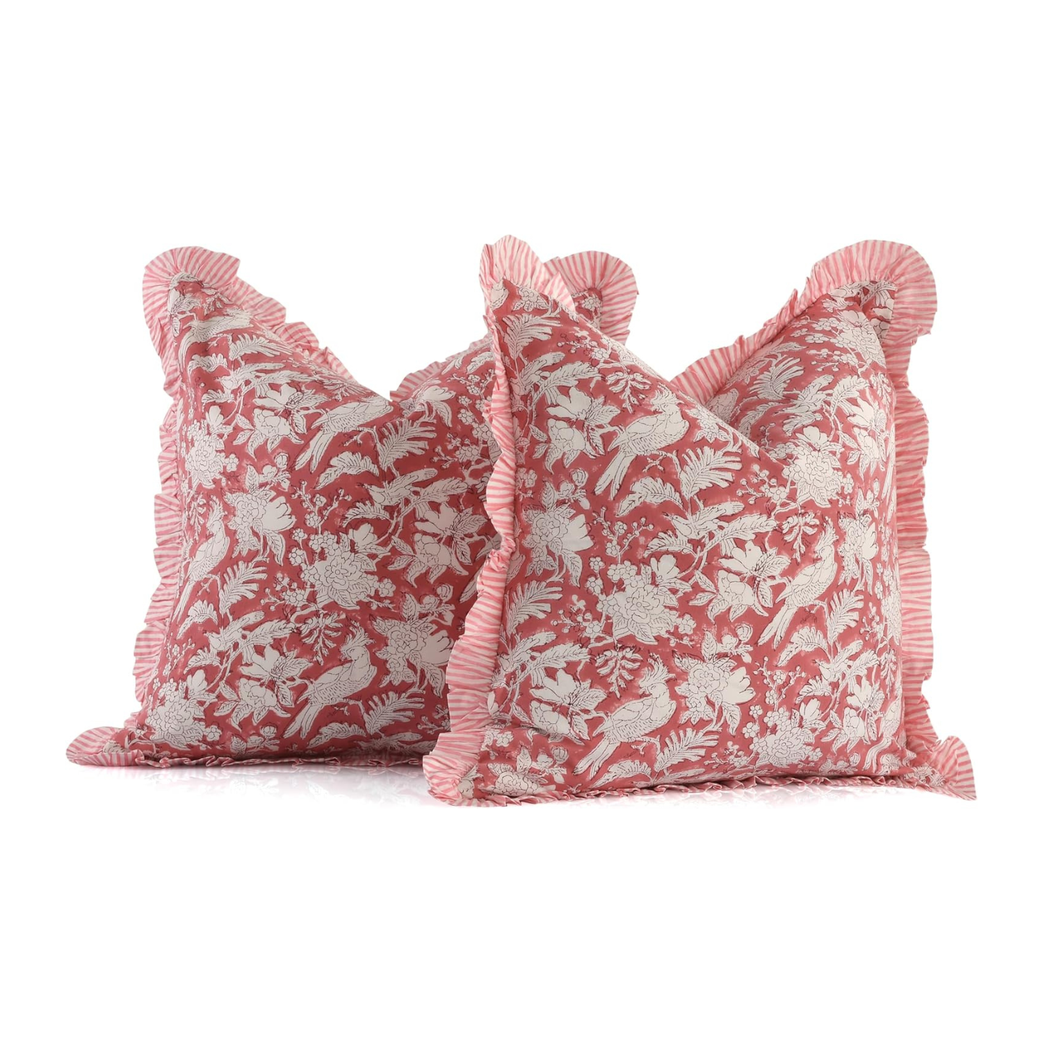 Ruffle Throw Pillow Covers -  Coral Pink