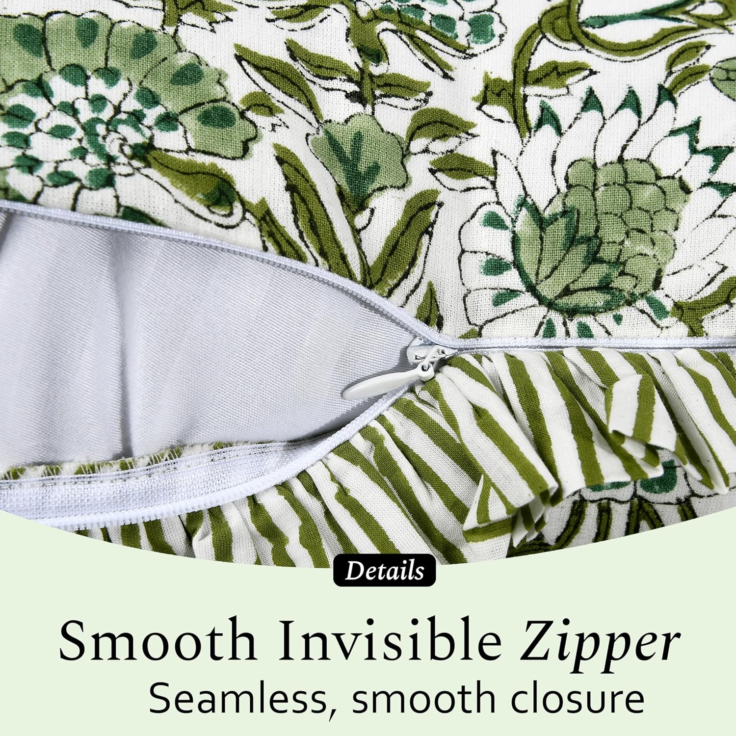 Ruffle Throw Pillow Covers -  Agate Green