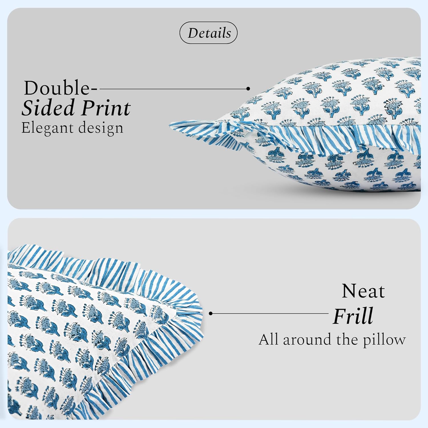 Ruffle Throw Pillow Covers -  Apatite Blue