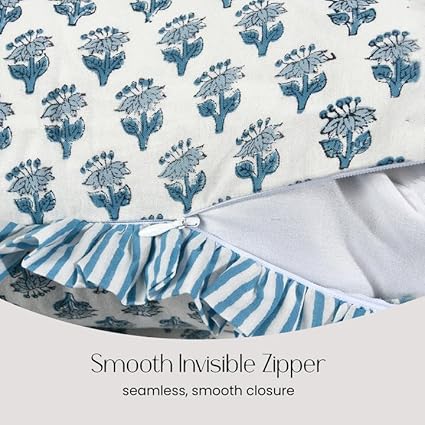 Ruffle Throw Pillow Covers -  Apatite Blue